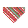 Pet Bandana - "Deck the Halls" - Red Green Striped Holiday Bandana for Cat + Small Dog / Christmas / Slide-on Bandana / Over-the-Collar (One Size)