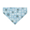 Pet Bandana - "Snowflakes - Frosty Blue" - Light Blue, Gray & White Snowflake Bandana for Cat + Small Dog / Christmas, Winter, Solstice / Slide-on Bandana / Over-the-Collar (One Size)