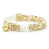 Cat Collar + Flower Set - "Merry Gold" - Shimmery Leaves Gold Cat Collar w/ Mustard Felt Flower (Detachable)