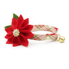 Cat Collar + Flower Set - "Aspen" - Holiday Plaid Red Cat Collar + Specialty Christmas Red Poinsettia Felt Flower (Detachable)