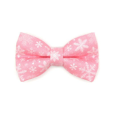 Pet Bow Tie - "Snowflakes - Sugar Pink" - Snowflake Cat Bow Tie / Christmas, Holiday, Winter / For Cats + Small Dogs (One Size)