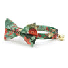 Bow Tie Cat Collar Set - "Rustic Christmas" - Pine, Poinsettia & Berries Holiday Cat Collar w/ Matching Bowtie / Cat, Kitten, Small Dog Sizes
