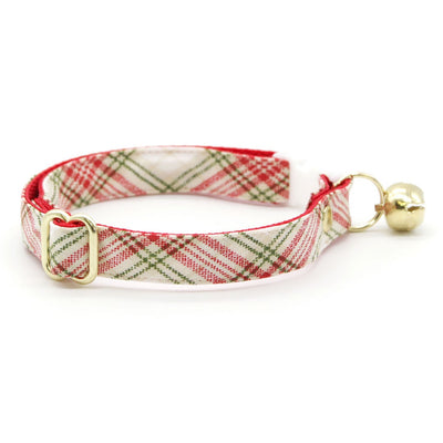Holiday Cat Collar - "Aspen" - Red Plaid Cat Collar / Christmas + Wedding / Breakaway Buckle or Non-Breakaway / Cat, Kitten + Small Dog Sizes