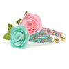 Cat Collar + Flower Set - "Conversation Hearts - Mint" - Valentine's Day Candy Heart Sayings Cat Collar w/ Mint Felt Flower (Detachable)