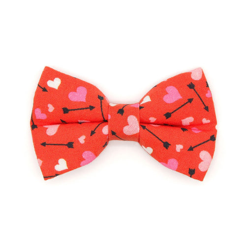 Pet Bow Tie - "Cupid's Arrow" - Red Heart Valentine's Day Cat Bow Tie / For Cats + Small Dogs (One Size)