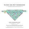 Pet Bandana - "Conversation Hearts - Mint" - Candy Heart Sayings Bandana for Cat + Small Dog / Valentine's Day / Slide-on Bandana / Over-the-Collar (One Size)