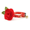Cat Collar + Flower Set - "Cupid's Arrow" - Valentine's Day Heart Cat Collar w/ Scarlet Red Felt Flower (Detachable)