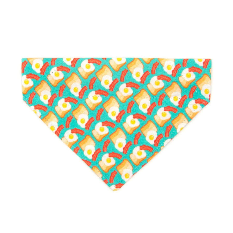Pet Bandana - "Breakfast Club" - Bacon, Eggs & Toast Bandana for Cat + Small Dog / Food / Slide-on Bandana / Over-the-Collar (One Size)
