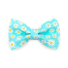 Pet Bow Tie - "Daisies - Blue" - Floral Daisy Cat Bow / Spring, Summer, Easter, Wedding / For Cats + Small Dogs (One Size)