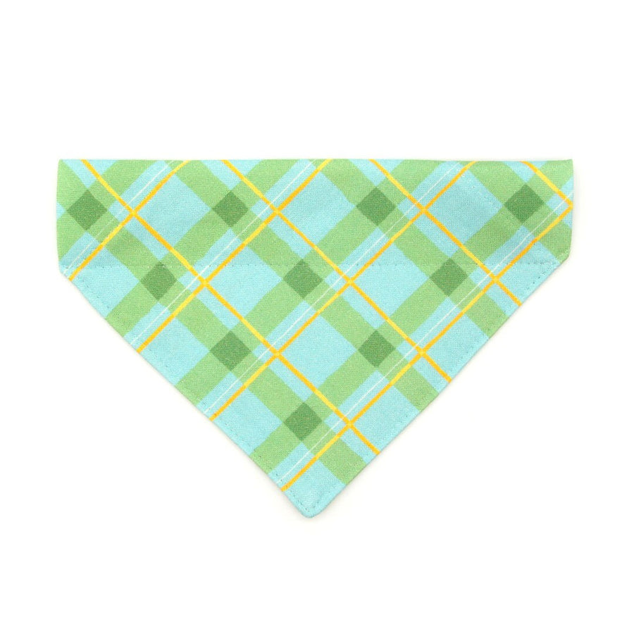 Pet Bandana - "Carmel" - Mint Green Plaid Bandana for Cat + Small Dog / Spring, Summer, Easter / Slide-on Bandana / Over-the-Collar (One Size)