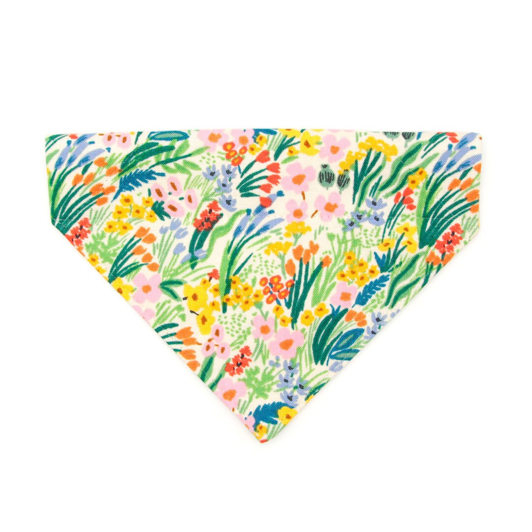 Pet Bandana - "Fantasia - Day" - Rifle Paper Co® Yellow Bandana for Cat + Small Dog / Spring, Summer, Easter / Slide-on Bandana / Over-the-Collar (One Size)