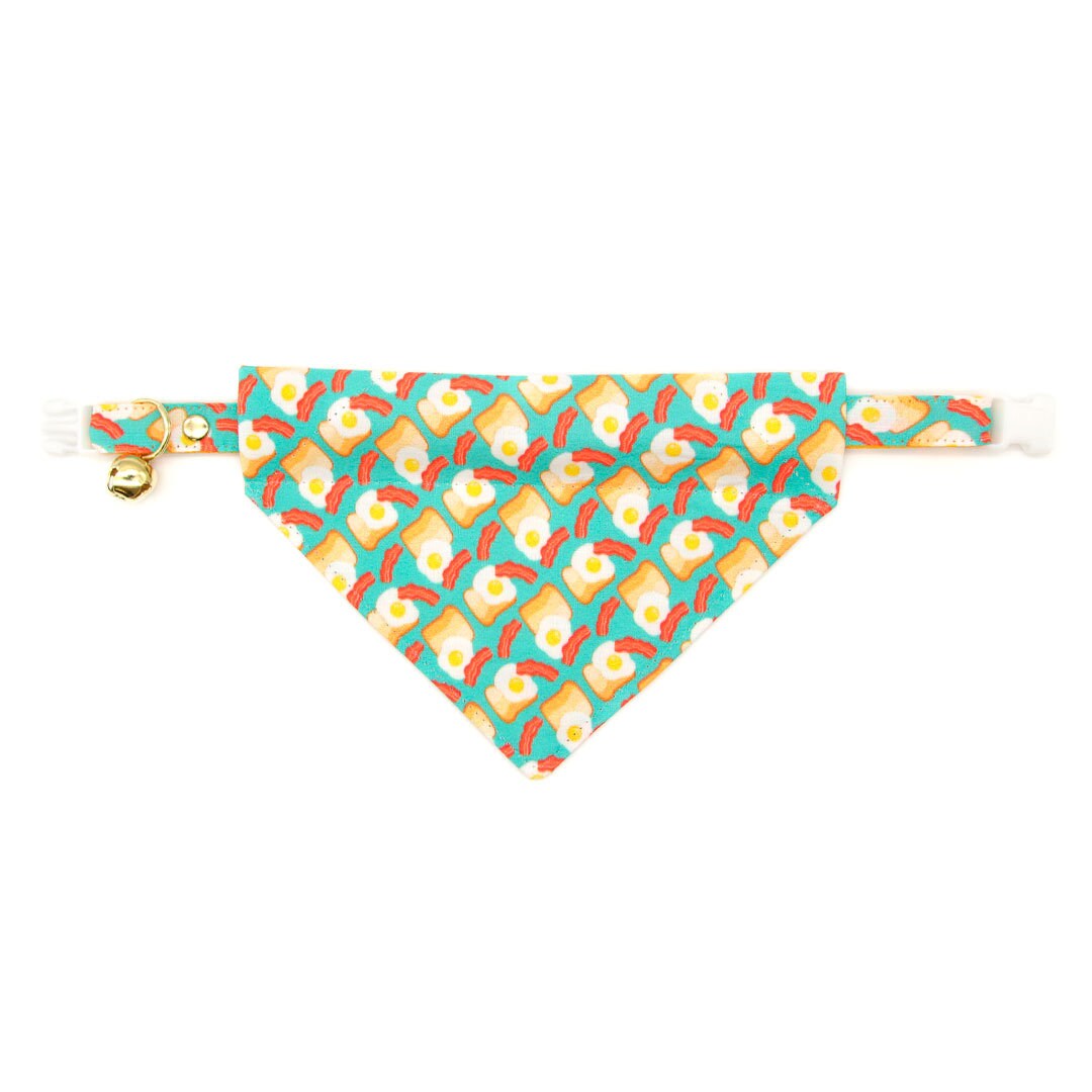 Cat Collar - "Breakfast Club" - Bacon, Eggs & Toast Cat Collar / Food Themed / Breakaway Buckle or Non-Breakaway / Cat, Kitten + Small Dog Sizes