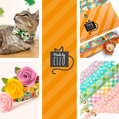 Bow Tie Cat Collar Set - "Carmel" - Mint Green Plaid Cat Collar w/ Matching Bowtie / Spring, Summer, Easter, Wedding / Cat, Kitten, Small Dog Sizes