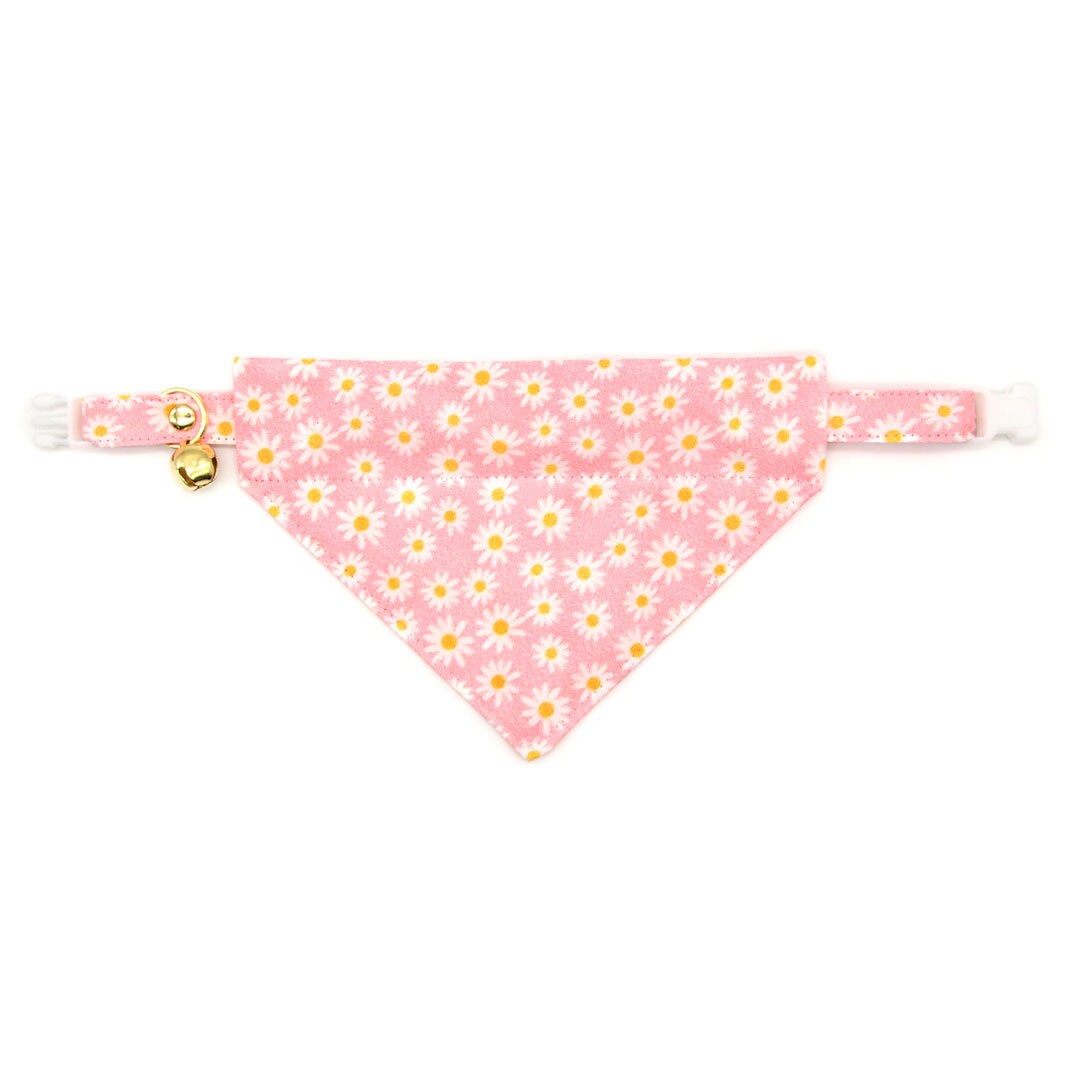 Cat Collar - "Daisies - Pink" - Floral Cat Collar / Spring, Easter, Summer, Daisy / Breakaway Buckle or Non-Breakaway / Cat, Kitten + Small Dog Sizes