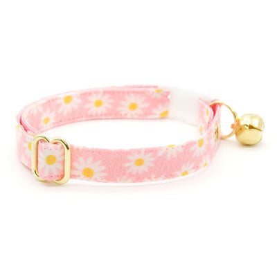 Cat Collar - "Daisies - Pink" - Floral Cat Collar / Spring, Easter, Summer, Daisy / Breakaway Buckle or Non-Breakaway / Cat, Kitten + Small Dog Sizes