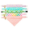 Pet Bandana - "Daisies - Pink" - Floral Daisy Bandana for Cat + Small Dog / Spring, Summer, Easter / Slide-on Bandana / Over-the-Collar (One Size)