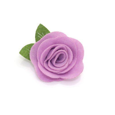 Cat Collar + Flower Set - "Pretty in Peony - Purple" - Peonies Cat Collar w/ Lavender Felt Flower (Detachable)