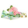 Bow Tie Cat Collar Set - "Carmel" - Mint Green Plaid Cat Collar w/ Matching Bowtie / Spring, Summer, Easter, Wedding / Cat, Kitten, Small Dog Sizes