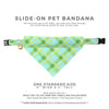 Pet Bandana - "Carmel" - Mint Green Plaid Bandana for Cat + Small Dog / Spring, Summer, Easter / Slide-on Bandana / Over-the-Collar (One Size)