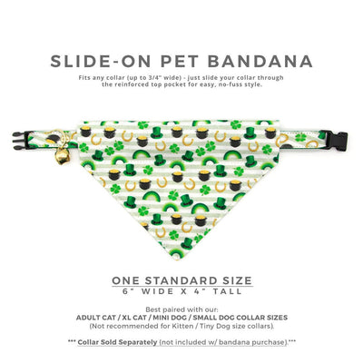 Pet Bandana - "Leprechaun's Gold" - St. Patrick's Day Bandana for Cat + Small Dog / Irish, Pot of Gold / Slide-on Bandana / Over-the-Collar (One Size)