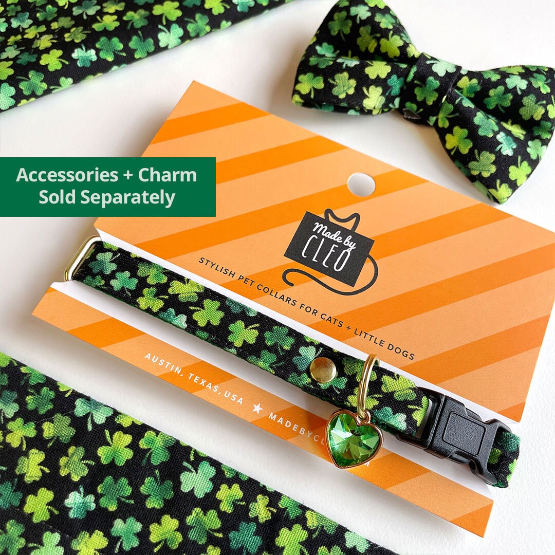 Cat Collar - "Lucky Charmer" - St. Patrick's Day Cat Collar / Irish / Breakaway Buckle or Non-Breakaway / Cat, Kitten + Small Dog Sizes