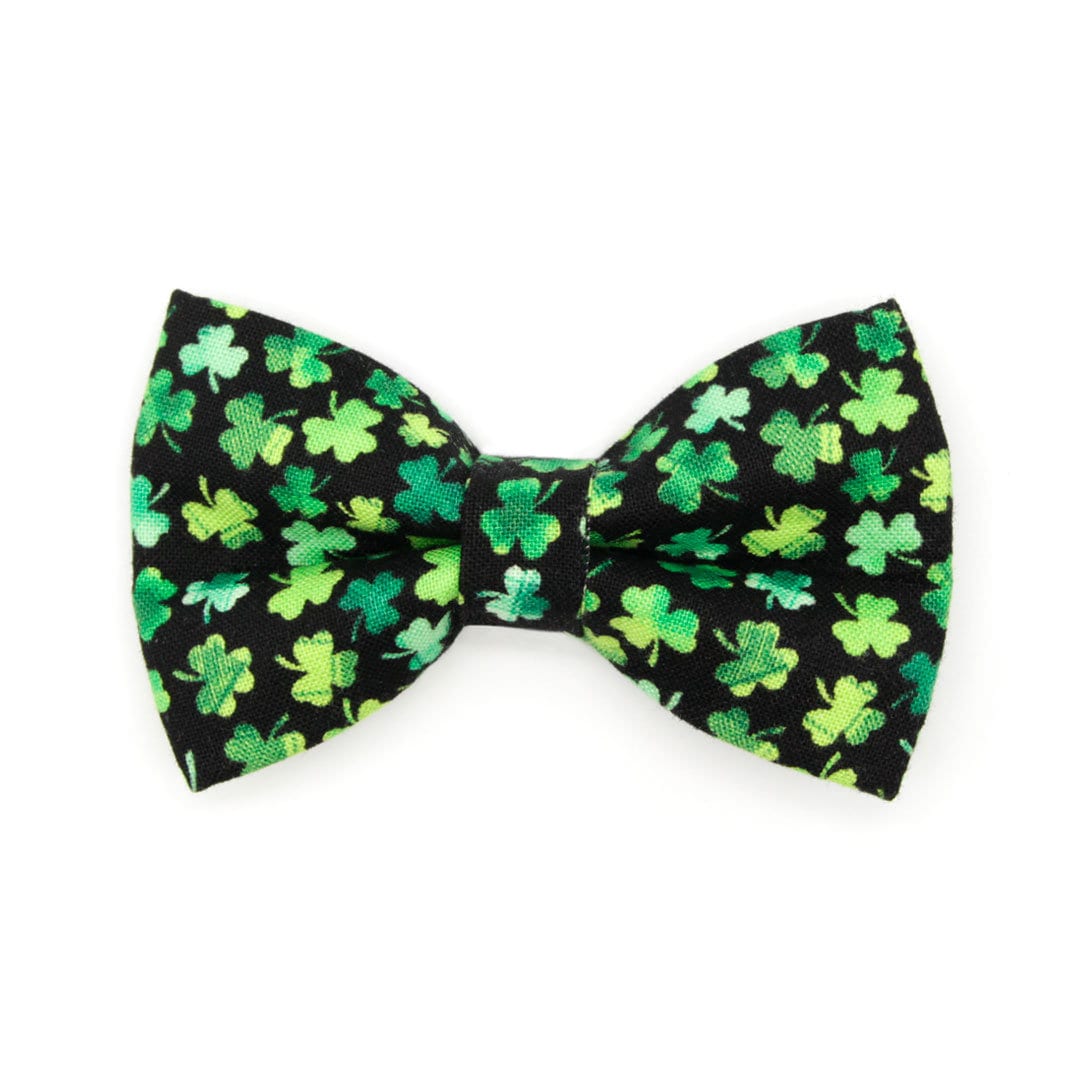 Pet Bow Tie - "Lucky Charmer" - St. Patrick's Day Cat Bow Tie / Irish, Shamrocks / For Cats + Small Dogs (One Size)