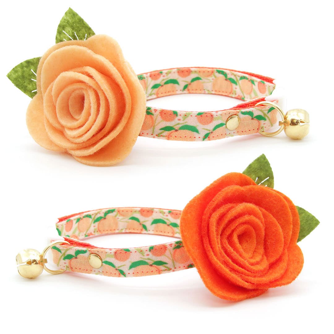 Cat Collar - "Just Peachy" - Peaches Cat Collar / Summer Fruit / Breakaway Buckle or Non-Breakaway / Cat, Kitten + Small Dog Sizes