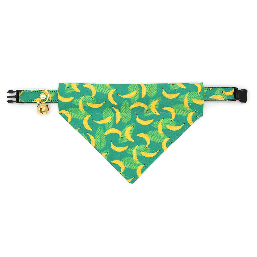 Cat Collar - "Going Bananas - Green" - Banana Cat Collar / Tropical Fruit / Breakaway Buckle or Non-Breakaway / Cat, Kitten + Small Dog Sizes