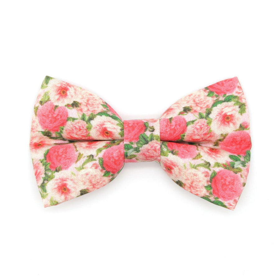 Pet Bow Tie - "Pretty in Peony - Pink" - Peonies Cat Bow / Spring + Summer / For Cats + Small Dogs (One Size)