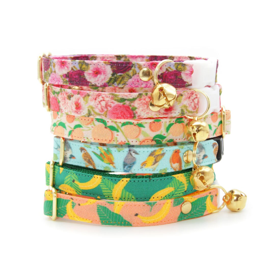 Cat Collar - "Just Peachy" - Peaches Cat Collar / Summer Fruit / Breakaway Buckle or Non-Breakaway / Cat, Kitten + Small Dog Sizes