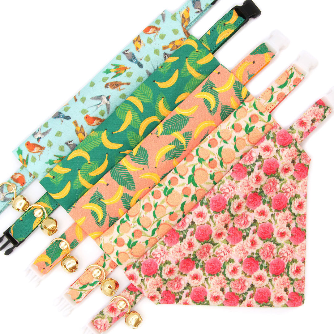 Cat Collar - "Going Bananas - Green" - Banana Cat Collar / Tropical Fruit / Breakaway Buckle or Non-Breakaway / Cat, Kitten + Small Dog Sizes