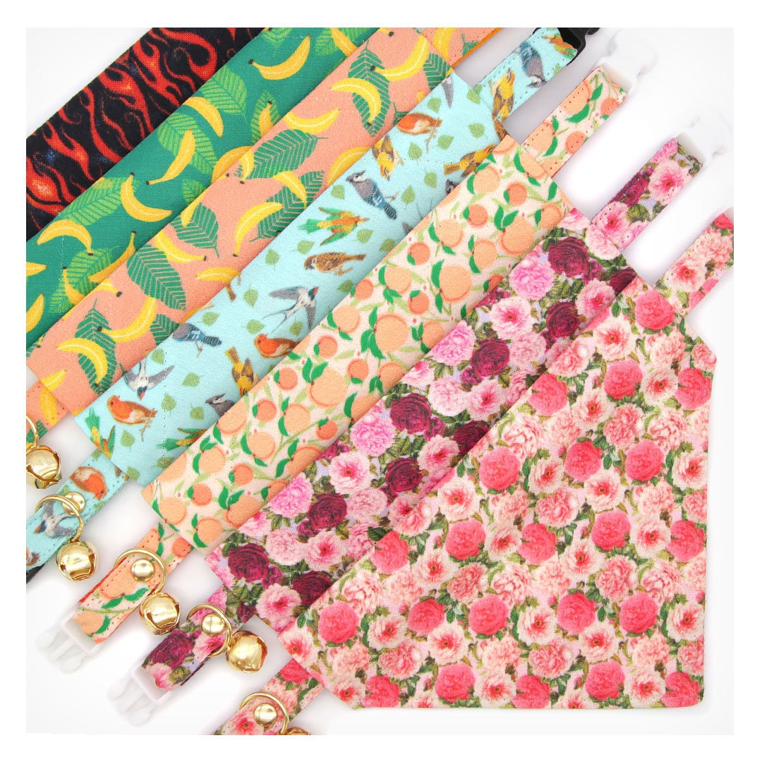 Cat Collar - "Birds of a Feather" - Robin's Egg Blue Bird Cat Collar / Bird Lover / Breakaway Buckle or Non-Breakaway / Cat, Kitten + Small Dog Sizes