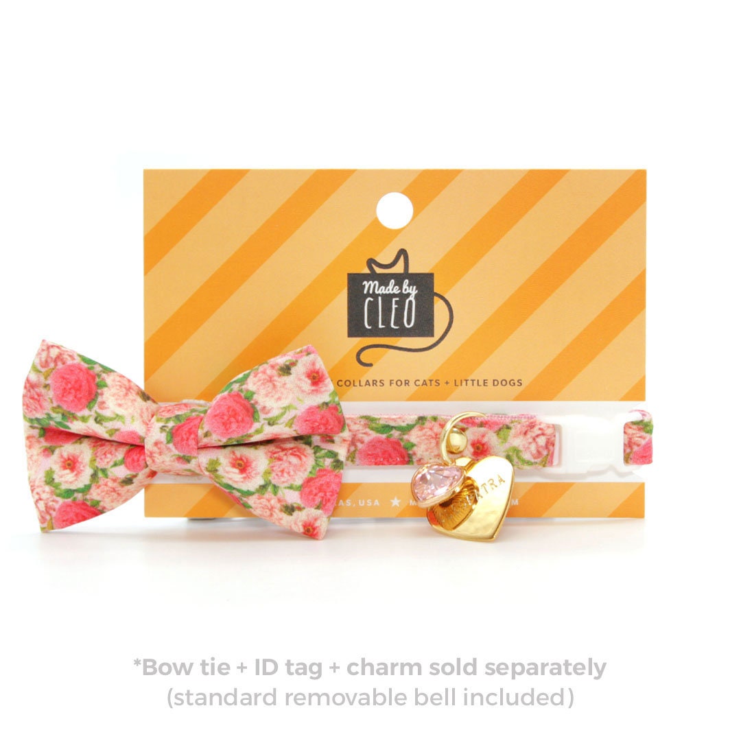 Cat Collar - "Pretty in Peony - Pink" - Peonies Cat Collar / Spring Floral / Breakaway Buckle or Non-Breakaway / Cat, Kitten + Small Dog Sizes