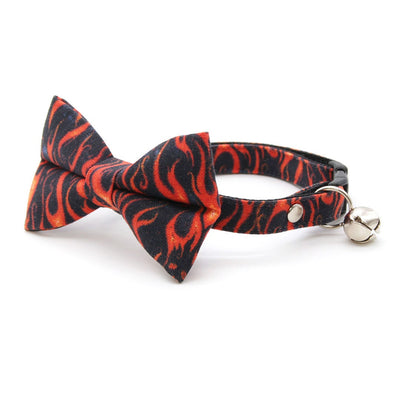 Pet Bow Tie - "Hell Fire" - Flames Cat Bow Tie / For Cats + Small Dogs (One Size)
