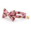 Bow Tie Cat Collar Set - "Pretty in Peony - Purple" - Peonies Cat Collar w/ Matching Bow / Floral, Spring, Summer, Fall, Wedding / Cat, Kitten, Small Dog Sizes