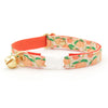 Cat Collar + Flower Set - "Just Peachy" - Peach Fruit Cat Collar w/ Orange Felt Flower (Detachable)