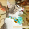 Cat Collar + Flower Set - "Birds of a Feather" - Robin's Egg Blue Cat Collar w/ Mint Felt Flower (Detachable)