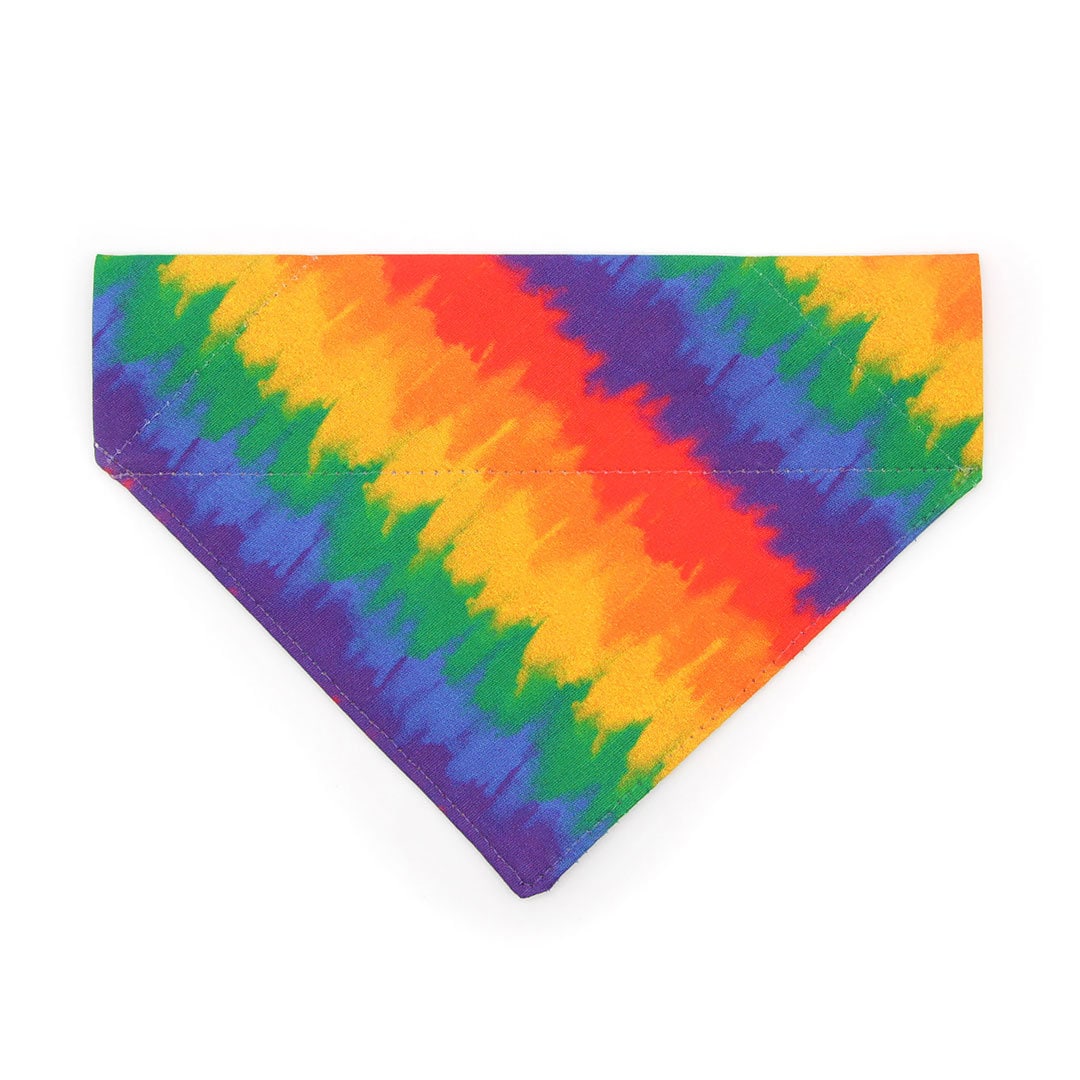 Pet Bandana - "Celebration" - Ombre Rainbow Bandana for Cat + Small Dog / LGBTQ+ Pride, Birthday, Summer, Fiesta / Slide-on Bandana / Over-the-Collar (One Size)