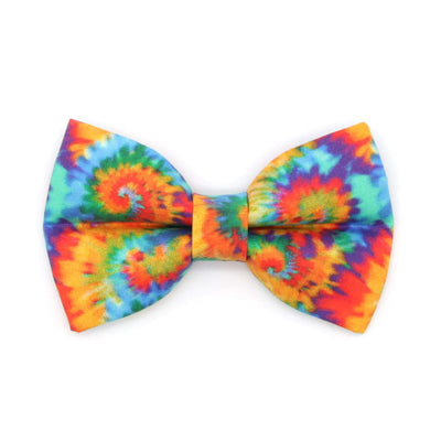 Bow Tie Cat Collar Set - "Woodstock" - Rainbow Tie Dye Cat Collar w/ Matching Bowtie / Summer, LGBTQ+ Pride, Boho, Hippie / Cat, Kitten, Small Dog Sizes