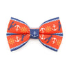 Bow Tie Cat Collar Set - "Nautical Sunset" - Coral Red Anchor & Lobster Cat Collar w/ Matching Bowtie / Cat, Kitten, Small Dog Sizes