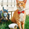 Pet Bow Tie - "Nautical Sunset" - Coral Red Anchor & Lobster Cat Bow / Summrer, Sailing, Preppy / For Cats + Small Dogs (One Size)