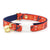 Cat Collar - "Nautical Sunset" - Coral Red Anchor & Lobster Cat Collar / Summer, Sailing, Preppy / Breakaway Buckle or Non-Breakaway / Cat, Kitten + Small Dog Sizes