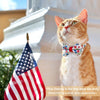 Pet Bow Tie - "Home Sweet Home" - Red & Blue Floral Cat Bow / 4th of July, Patriotic, Independence Day / For Cats + Small Dogs (One Size)