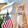 Cat Collar - "Home Sweet Home" - Red & Blue Floral Cat Collar / Patriotic, Independence Day, 4th of July / Breakaway Buckle or Non-Breakaway / Cat, Kitten + Small Dog Sizes
