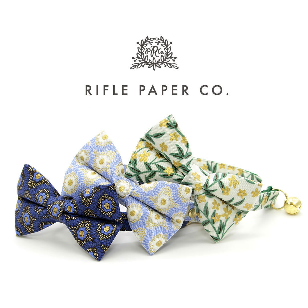 Pet Bow Tie - "Golden Vine" - Rifle Paper Co® Green Leaf Cat Bow / Summer, Fall, Forest, Garden / For Cats + Small Dogs (One Size)