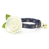 Cat Collar + Flower Set - "Santorini" - Rifle Paper Co® Metallic Gold & Blue Cat Collar w/ Ivory Felt Flower (Detachable)