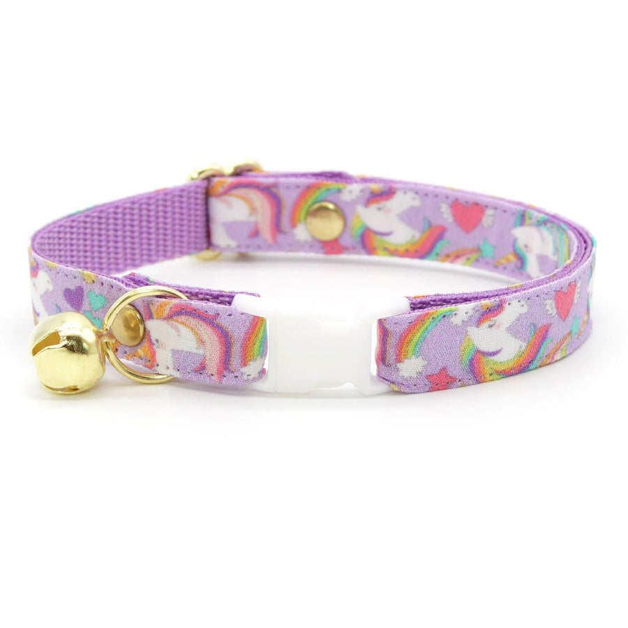 Cat Collar - "Unicorn Fantasy" - Magical Unicorns Light Purple Cat Collar / Breakaway Buckle or Non-Breakaway / Cat, Kitten + Small Dog Sizes