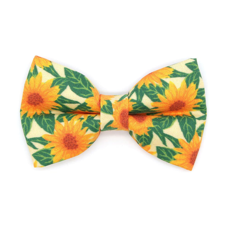 Pet Bow Tie - "Sunflowers" - Yellow Floral Cat Bow / Summer, Fall, Wedding / For Cats + Small Dogs (One Size)