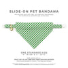 Pet Bandana - "Seagrass" - Gingham Green Plaid Bandana for Cat + Small Dog / Slide-on Bandana / Over-the-Collar (One Size)