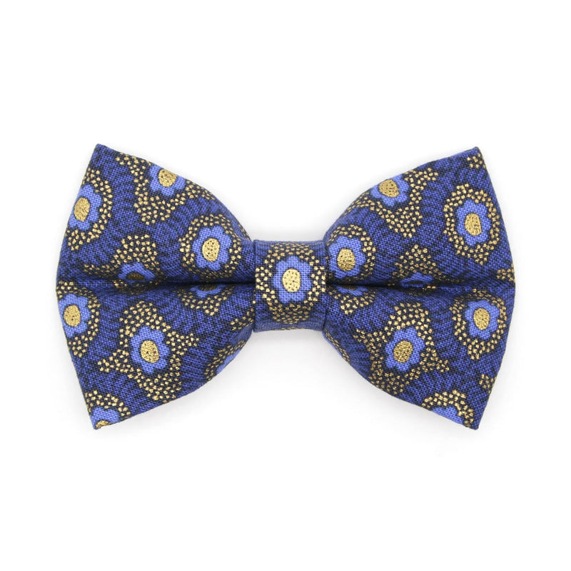 Pet Bow Tie - "Santorini" - Rifle Paper Co® Metallic Gold & Blue Cat Bow / For Cats + Small Dogs (One Size)